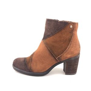 Earth Malta Cognac Patchwork Suede Ankle Boots 7.5 B